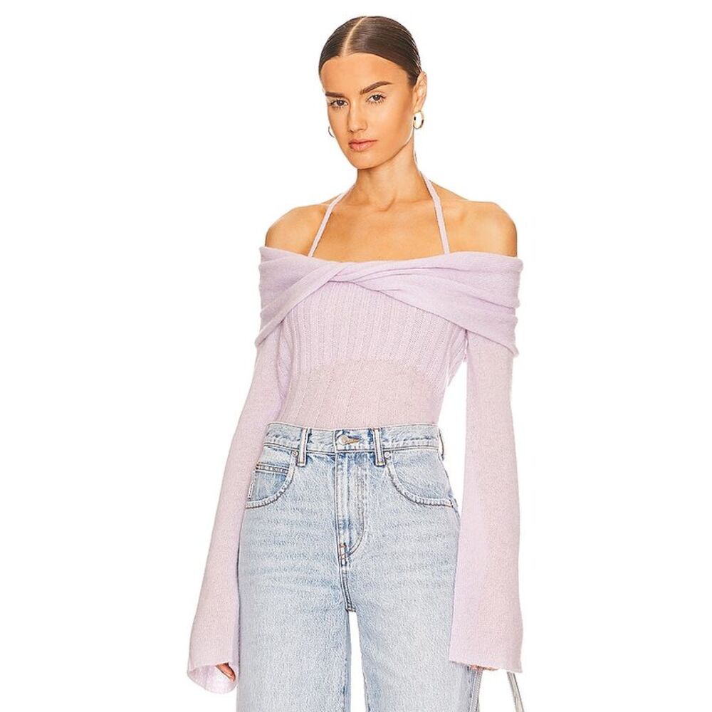 Off-Shoulder Lavender Knit Top